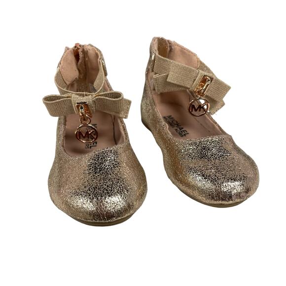 Michael Michael Kors Kenyah Kay Bow Ballet Flats Metallic Rose Gold Girls 5 - Picture 1 of 6